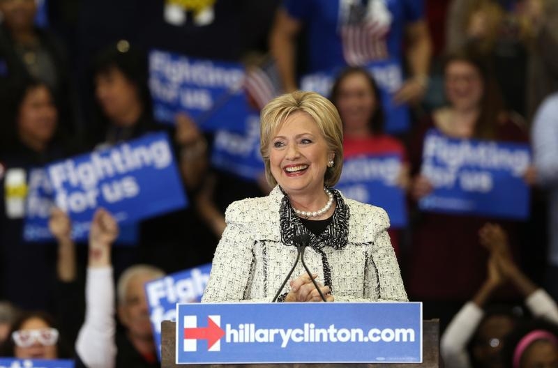 Democratic U.S. presidential candidate Hillary Clinton speaks about the results of the South Carolina primary to supporters at a primary night party in Columbia South Carolina