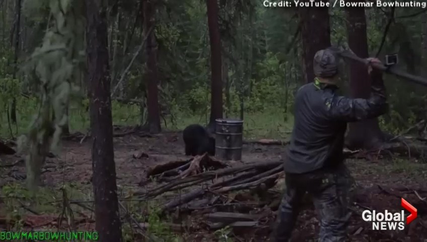 Hunter’s You Tube video shows him allegedly killing a black bear in Alberta with a spear