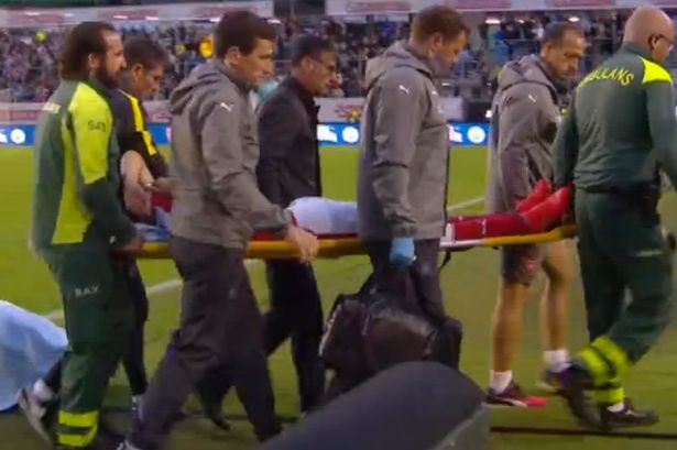 Gabriel is stretchered off after being injured