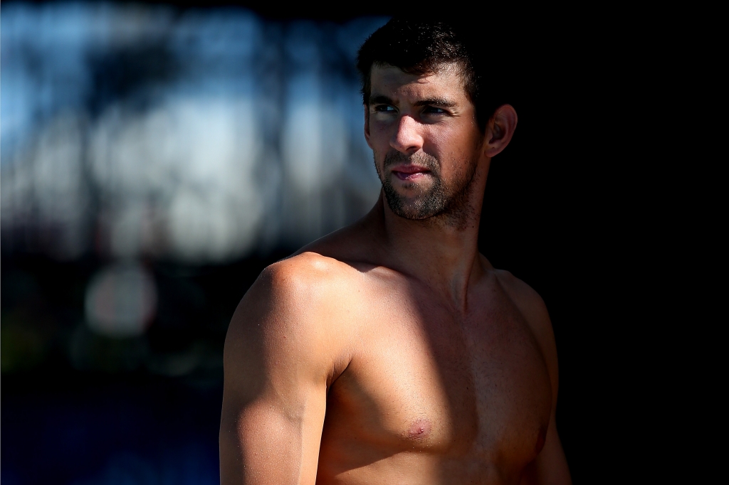 Michael Phelps prepares to swim during the Team USA squad training at the Gold Coast Aquatics Centre