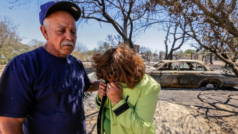 Miguel and Mabel Ramos both 73 are distraught at the devastation caused by the Blue Cut Fire