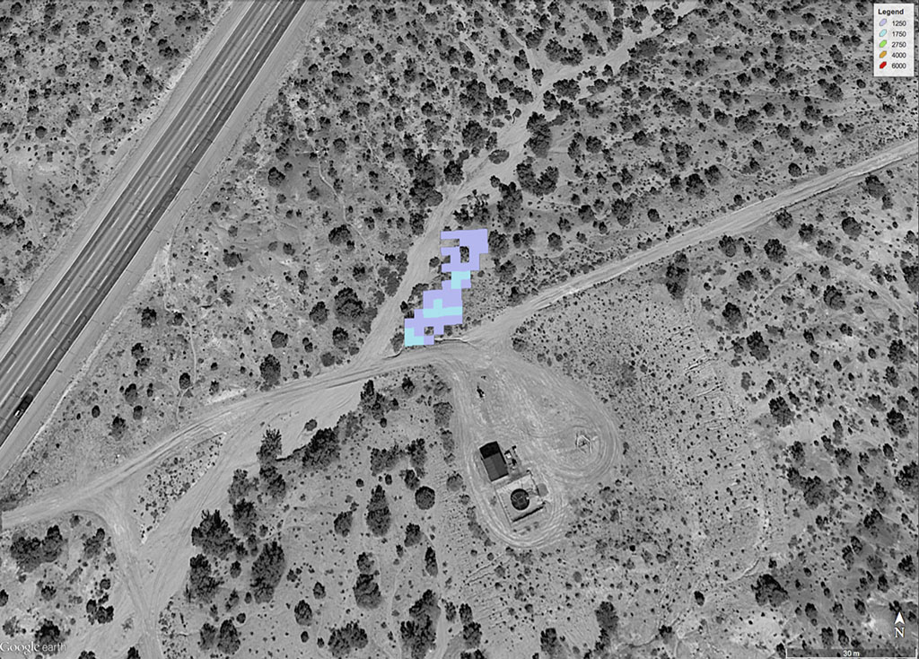 An example of a methane plume observation by NASA's AVIRIS-NG spectrometer instrument. This plume was confirmed by JPL's ground team to be caused by a leaking pipeline. The leak was reported to the pipeline operating company which shut down the pipeline