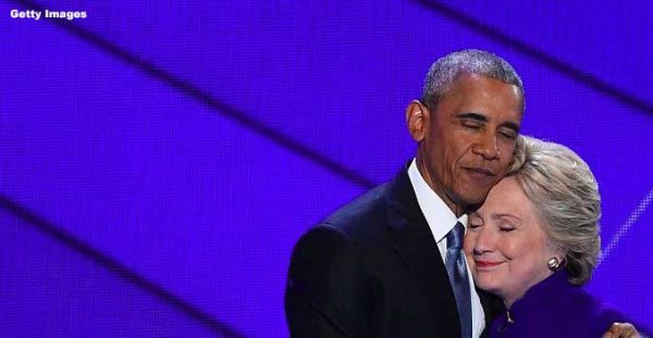 Hillary Clinton And Obama Embrace