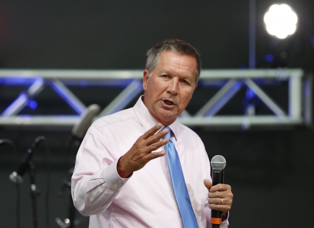 Ohio Gov. John Kasich speaks at the The Rock and Roll Hall of Fame and Museum on Tuesday