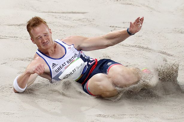 Greg Rutherford competes in his Men's Long Jump Qualifying Round