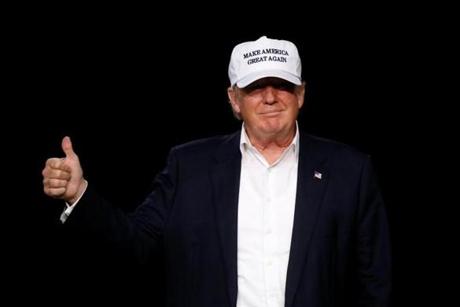 REUTERS  Carlo Allegri		Republican presidential nominee Donald Trump walked on stage during a campaign event in Dimondale Michigan