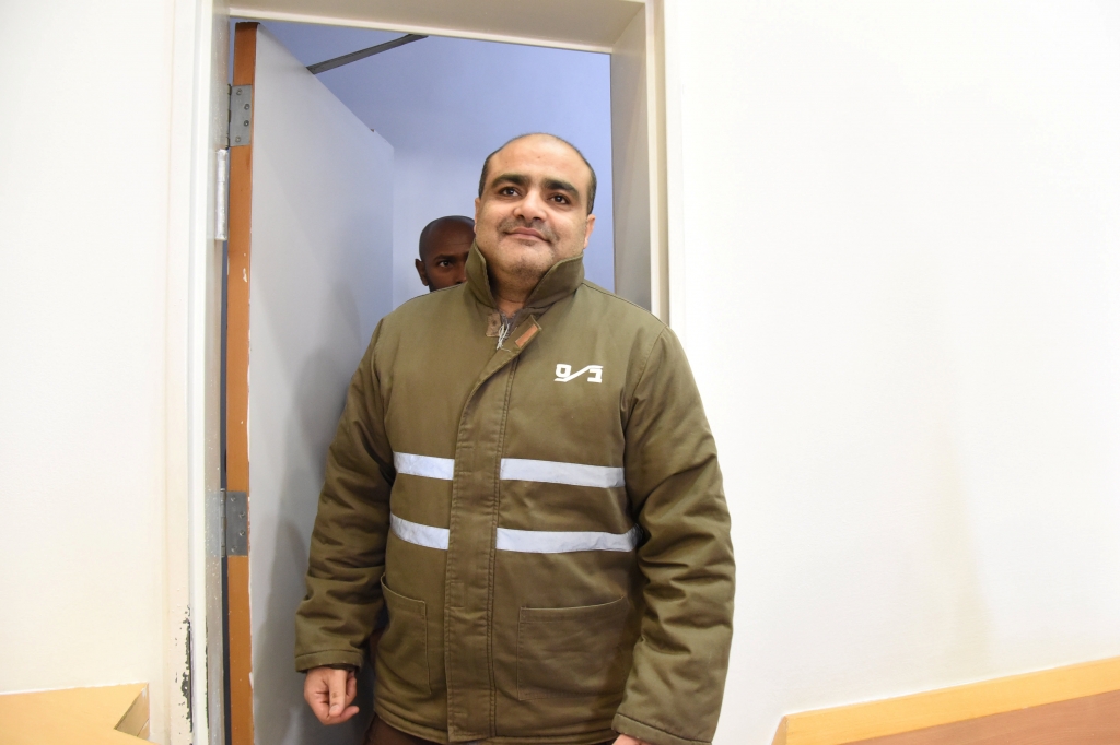 Palestinian Mohammad El Halabi, a manager of operations in the Gaza Strip for U.S.-based Christian charity World Vision is seen before a hearing at the Beersheba district court in southern Israel