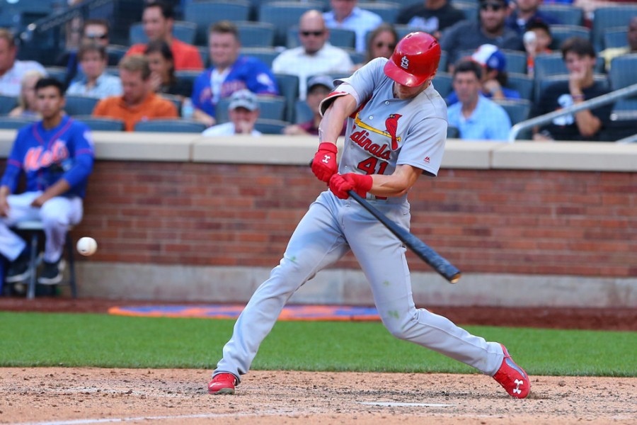 26 JUL 2016 St. Louis Cardinals left fielder Jeremy Hazelbaker at bat during the game between the New York Mets and the St. Louis Cardinals played at Citi Field in Flushing New