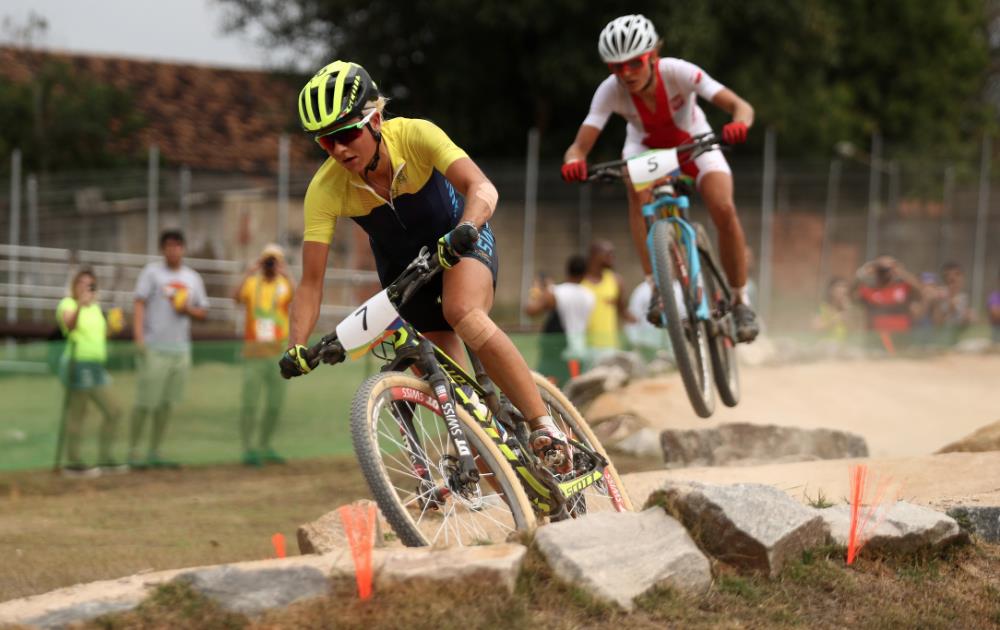 Jenny Rissveds takes gold in women's mountain bike competition