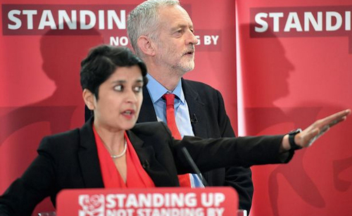 Sami Chakrabarti and Jeremy Corbyn in June