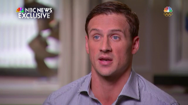 Ryan Lochte now with the hair of a man who certainly wouldn't commit gas station vandalism