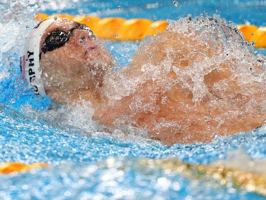 Ryan Murphy during the men's 200m backstroke heats in the Rio 2016 Summer Olympic Games