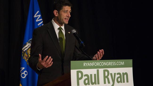 House Speaker Paul Ryan speaks at a press conference in Janesville Wisconsin on Tuesday after defeating challenger Paul Nehlen in the Republican primary