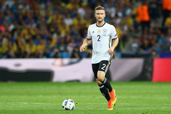 LILLE FRANCE- JUNE 12 Shkodran Mustafi of Germany runs with the ball during the UEFA EURO 2016 Group C match between Germany and Ukraine at Stade Pierre Mauroy