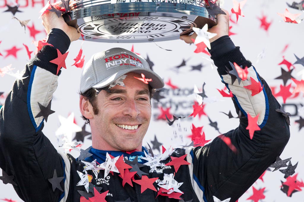 Simon Pagenaud celebrates his win at Mid Ohio