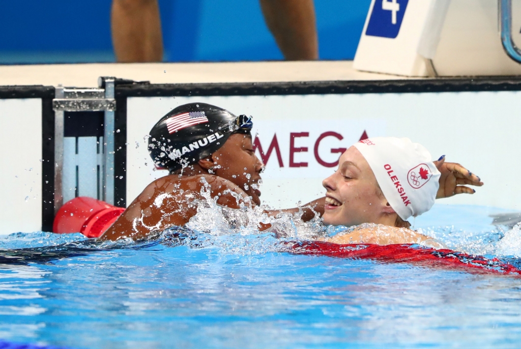 Swimming: Oleksiak and Manuel tie for 100m freestyle gold