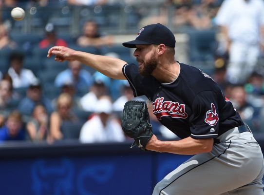 Cleveland Indians starting pitcher Corey Kluber delivers against