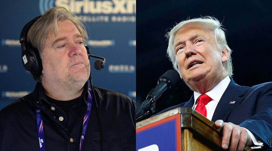 Stephen K. Bannon and Republican U.S. presidential nominee Donald Trump