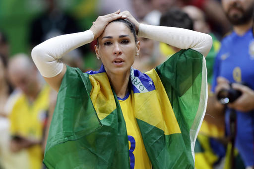 Brazil's Jaqueline Endres leaves the court after a loss to China in a women's quarterfinal volleyball match at the 2016 Summer Olympics in Rio de Janeiro Brazil Tuesday Aug. 16 2016. AP