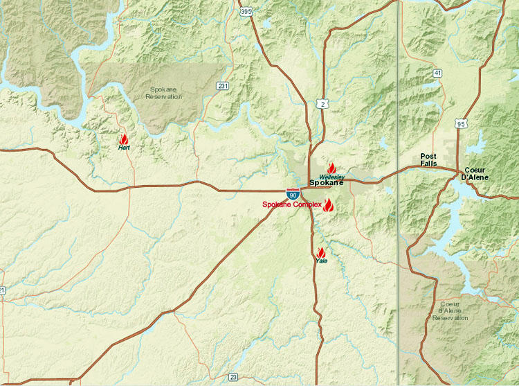 The Hart Fire burning 50 miles northwest of Spokane