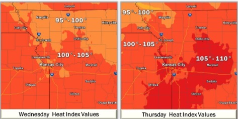 The heat index for Wednesday and Thursday