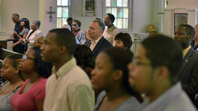 Tim Kaine C and his wife Anne Holton are long-time members of the predominantly African American St. Elizabeth Catholic Church on Sunday