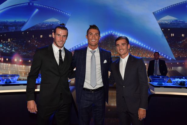 EFA Best Player in Europe Award nominee's  Gareth Bale Christiano Ronaldo and Antoine Griezmann