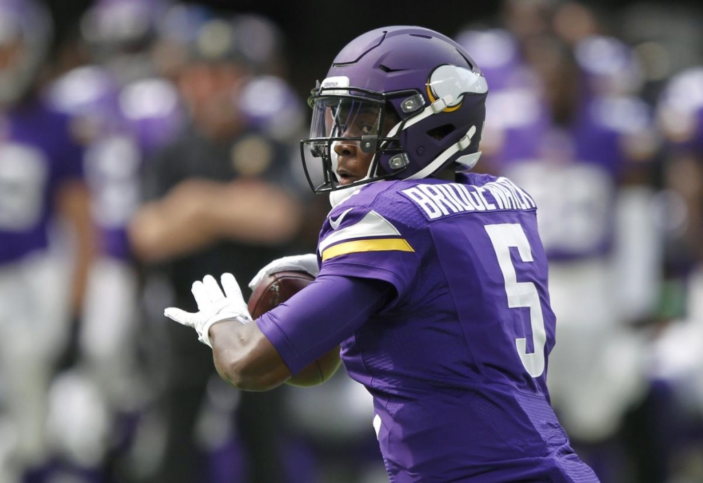 Vikings quarterback Teddy Bridgewater went down with a leg injury during practice Tuesday. ANDY CLAYTON-KING THE ASSOCIATED PRESS