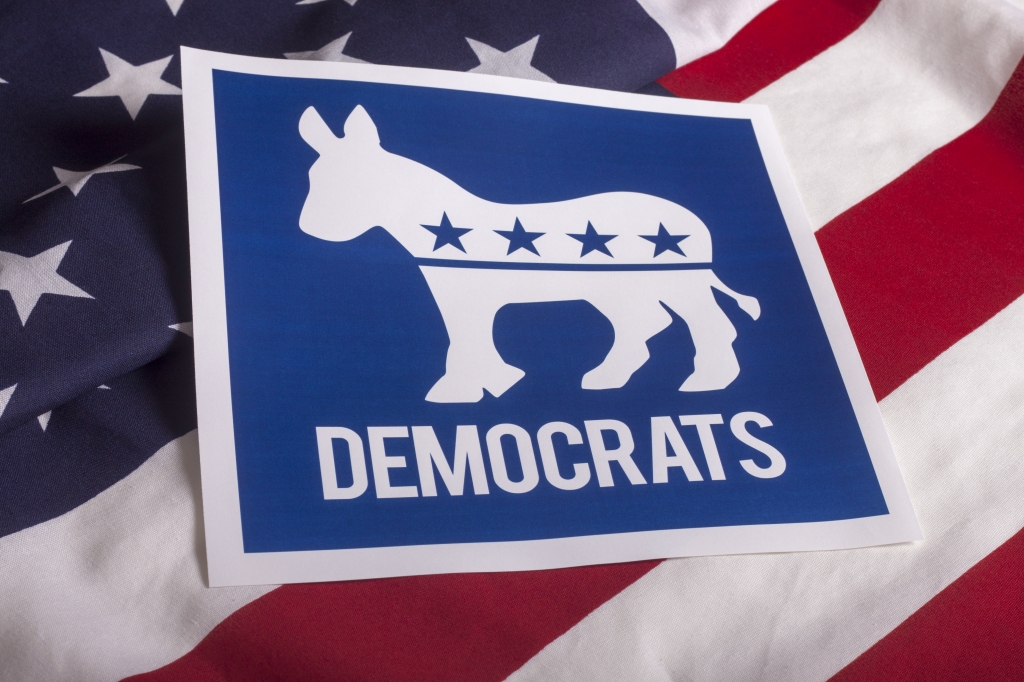 Democrat Election Vote and American Flag