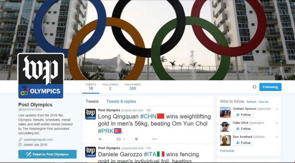 The Washington Post is using robots to help it report on the Olympics