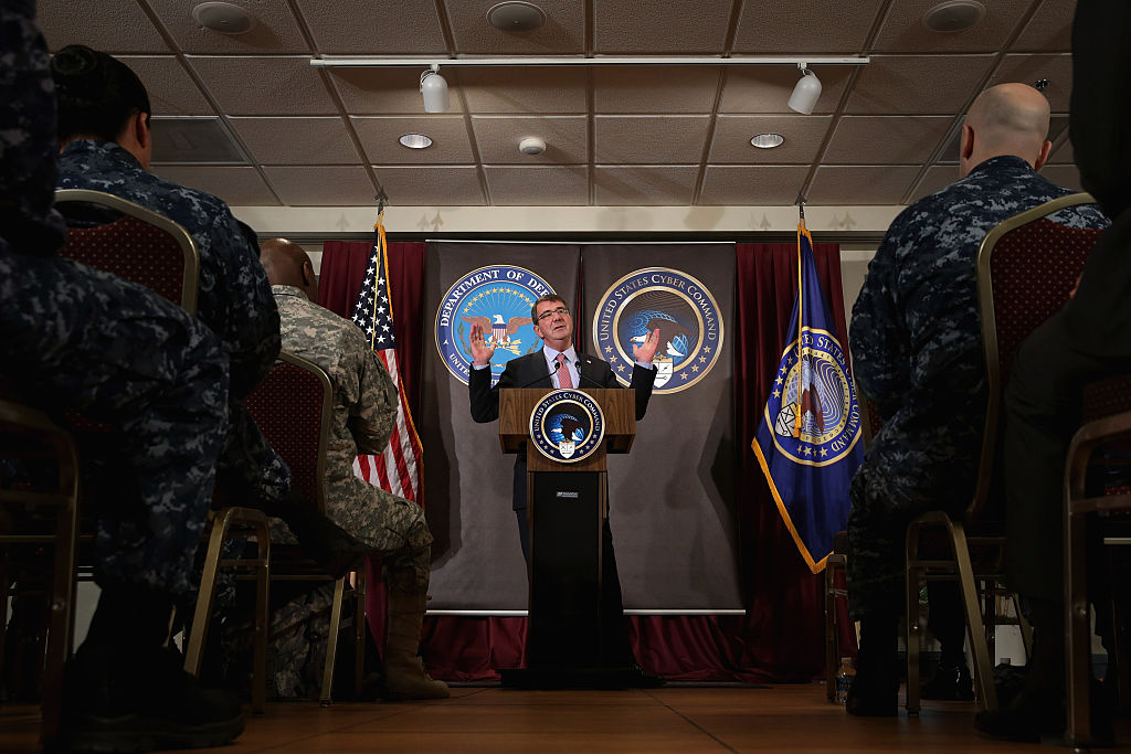 Shadow Brokers hacking group has announced they will auction stolen surveillance tools claimed to have been used by the U.S. National Security Agency. In this image U.S. Secretary of Defense Ash Carter delivers remarks to an audience of U.S. Cyber Command