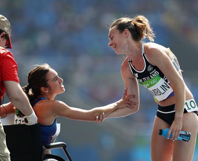 Nikki Hamblin and Abbey D'Agostino after their golden moment