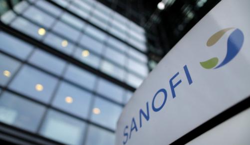 A Sanofi logo is seen at the entrance to the French drugmaker's headquarters in Paris. File