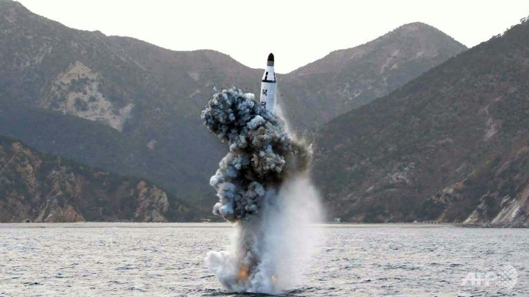 A submarine ballistic missile is launched at an undisclosed location in North Korea on Apr 23 2016.
   
 

  Enlarge  Caption