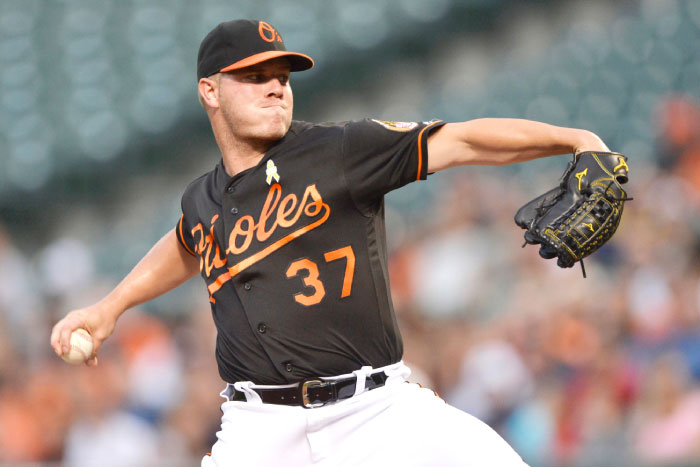 Baltimore Orioles’ Dylan Bundy pitches during the first inning against the New York Yankees at Oriole Park in Baltimore Friday. — Reuters