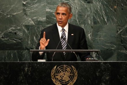 Barack Obama addresses the United Nations General Assembly in New York