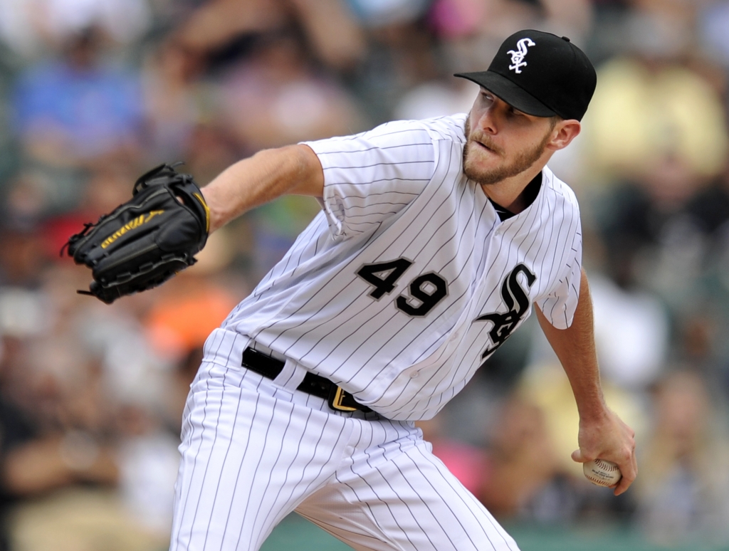 Chicago White Sox starter Chris Sale delivers a pitch during the first inning of a baseball game against the Detroit Tigers on Monday Sept. 5 2016 in Chicago