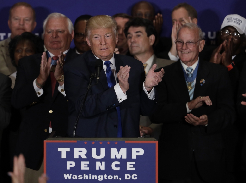 Republican presidential candidate Donald Trump held a news conference at the new Trump International Hotel in Washington on Friday to announce that he now believes President Barack Obama was born in the United States. | Manuel Balce Ceneta  Associated Pres