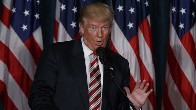 Republican presidential candidate Donald Trump speaks about national security Wednesday Sept. 7 2016 at the Union League in Philadelphia