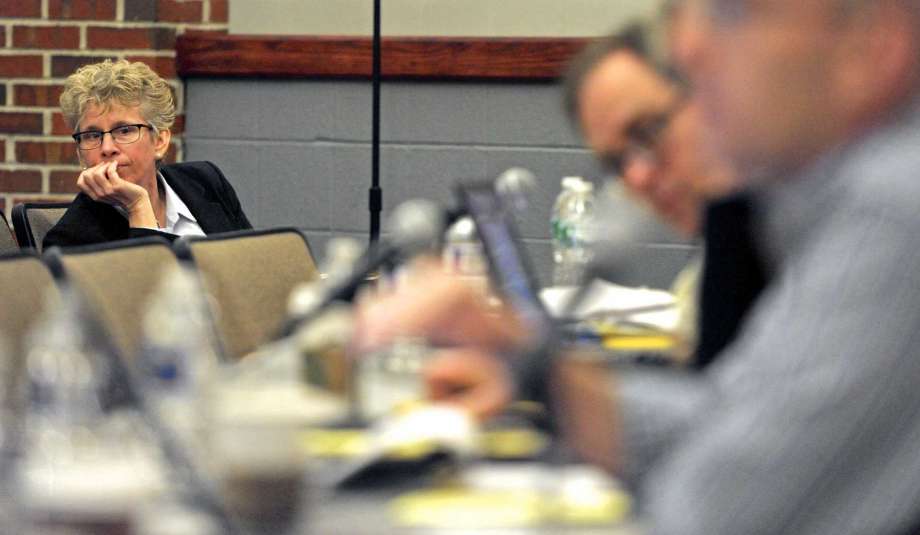 Schools Superintendent Karen Baldwin listens to members of the Ridgefield Board of Education discuss the budget and public comments that were made on the budget during a Board of Education public hearing on Saturday morning February 20 2016 at Scotts