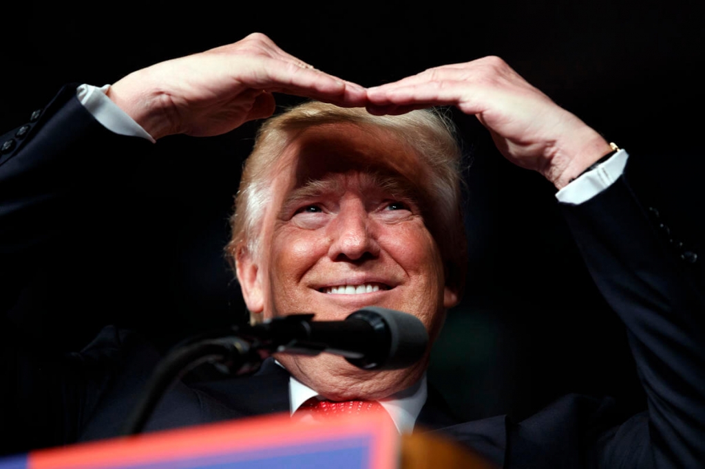 Credit AP        ‘MUST DELIVER... HARSH PUNISHMENT’ GOP nominee Donald Trump speaks at a rally in Ft. Myers Fla. yesterday