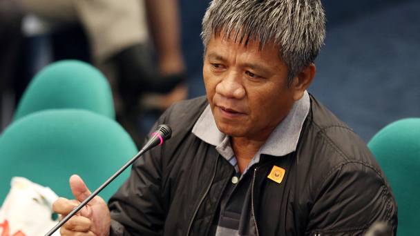 Former militiaman Edgar Matobato testifies before the Philippine Senate