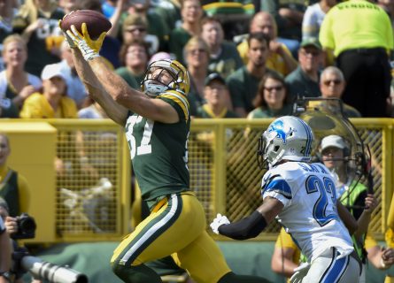 Green Bay Packers wide receiver Jordy Nelson catches a touchdown pass. Mandatory Credit Benny Sieu-USA TODAY Sports