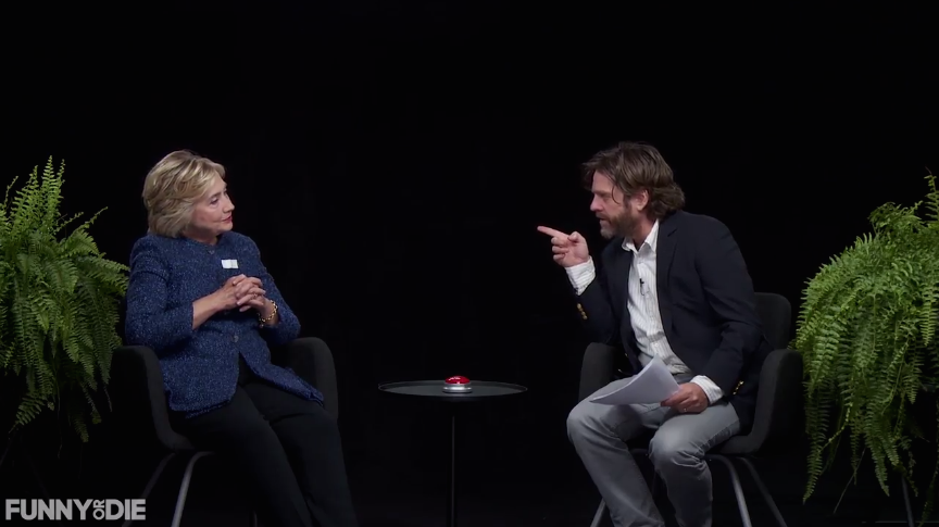 Hillary Clinton Threw Major Shade On'Between Two Ferns That deadpan expression says a thousand