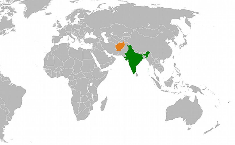 Locations of Afghanistan and India. Source Wikipedia Commons