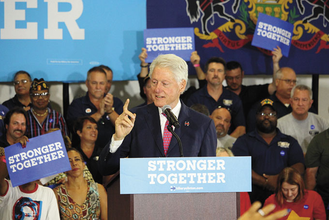 MAKING HIS POINT–Bill Clinton tells Pittsburgh area Blacks why they should vote for Hillary Clinton