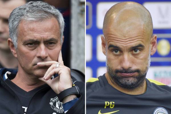 Managers Jose Mourinho and Pep Giardiola will match wits yet again in the Manchester Derby.		JON SUPER  Getty Images