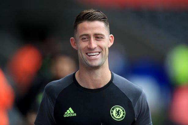 Chelsea's Gary Cahill before the Premier League match at the Liberty Stadium Swansea