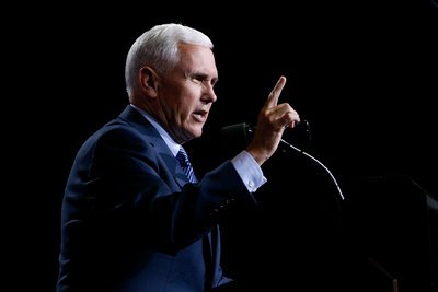 Republican vice presidential candidate Mike Pence speaks to a crowd of supporters at a campaign rally for presidential candidate Donald Trump