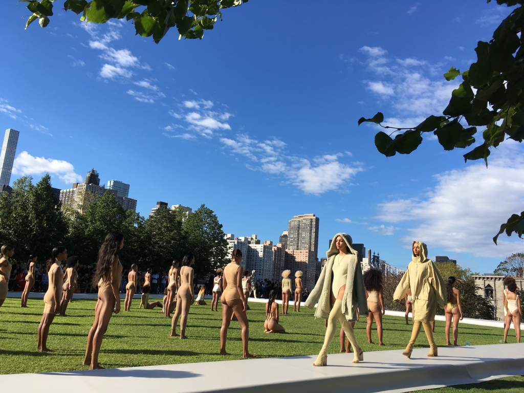 Models wear the Yeezy Season 4 collection by Kanye West during a fashion show Wednesday Sept. 7 2016 at the Franklin D. Roosevelt Four Freedoms Park on Roosevelt Island in New York. The show set to an eery soundtrack helped kick off New York Fashion